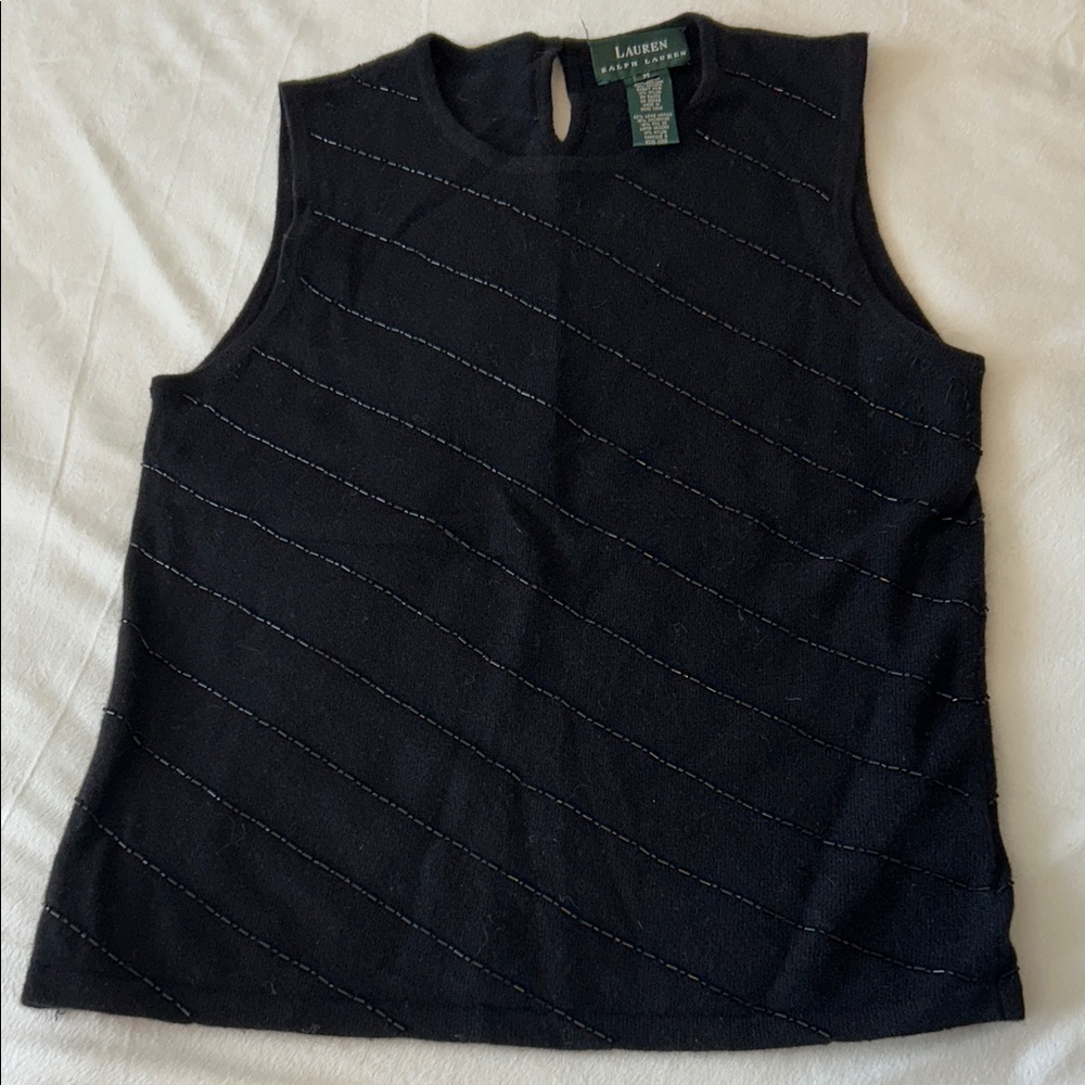 RLL Black Angora Cashmere Mohair Knit with embellishments M